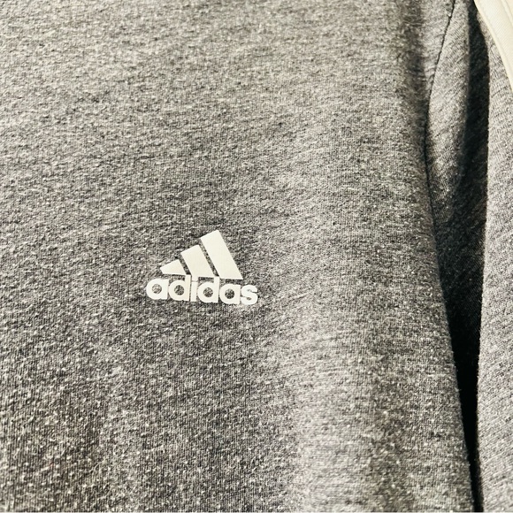Adidas Pull-over Lightweight Jacket Medium Grey white stripes hoodie - Picture 3 of 6